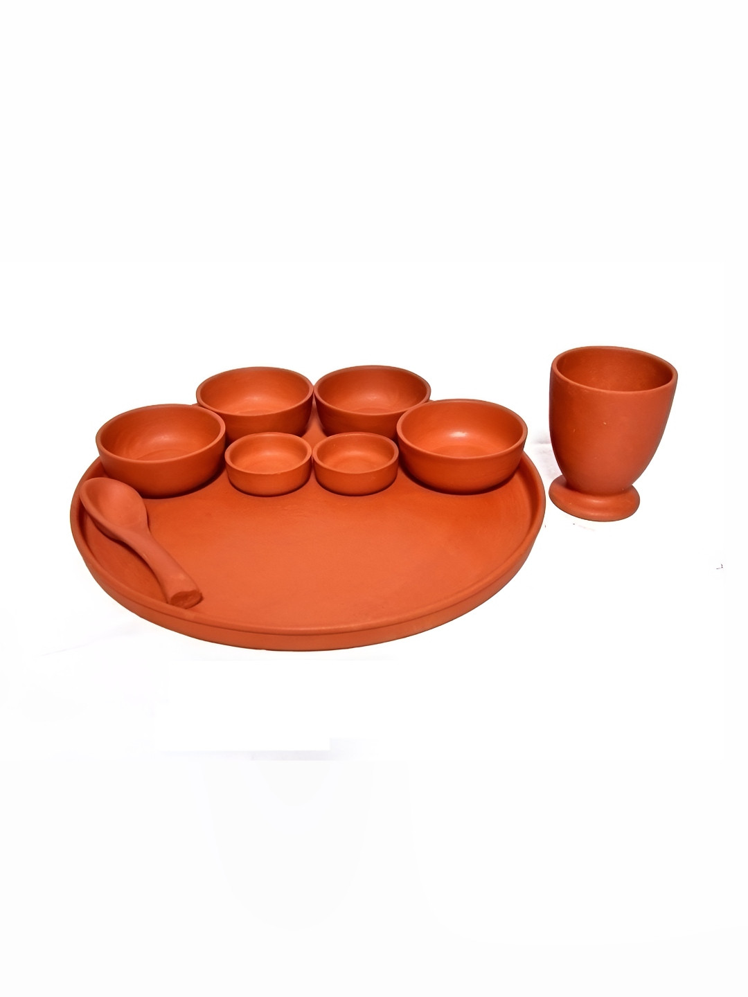 The handicraftian 9 Pieces Orange Terracotta Microwave Safe Dinner Set