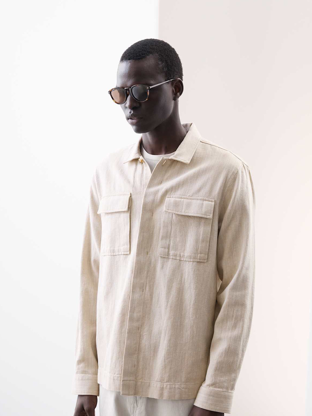 Marks & Spencer Spread Collar Cotton Linen Overshirt