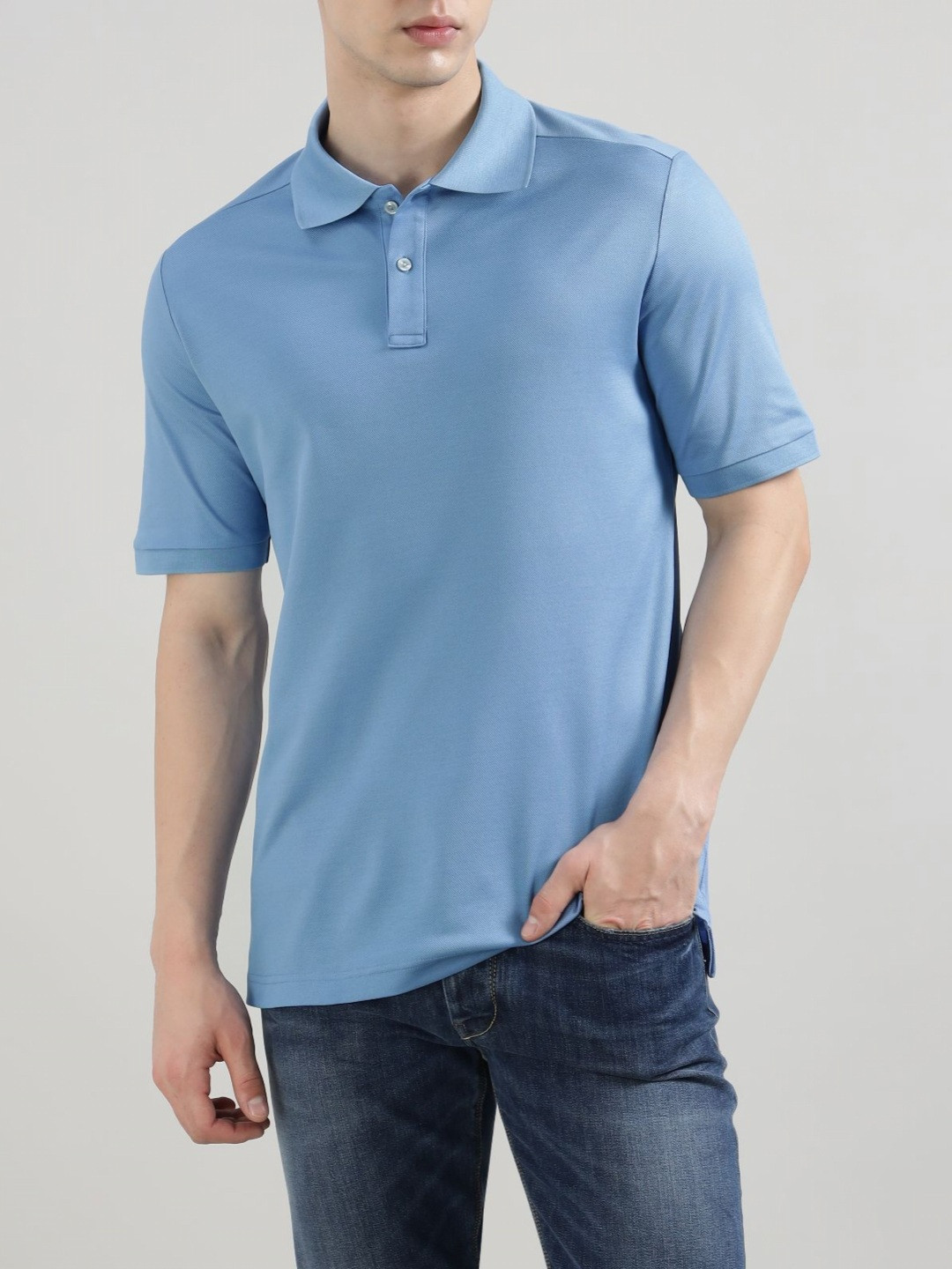 Eton Men Solid Polo Collar Cotton T-shirt