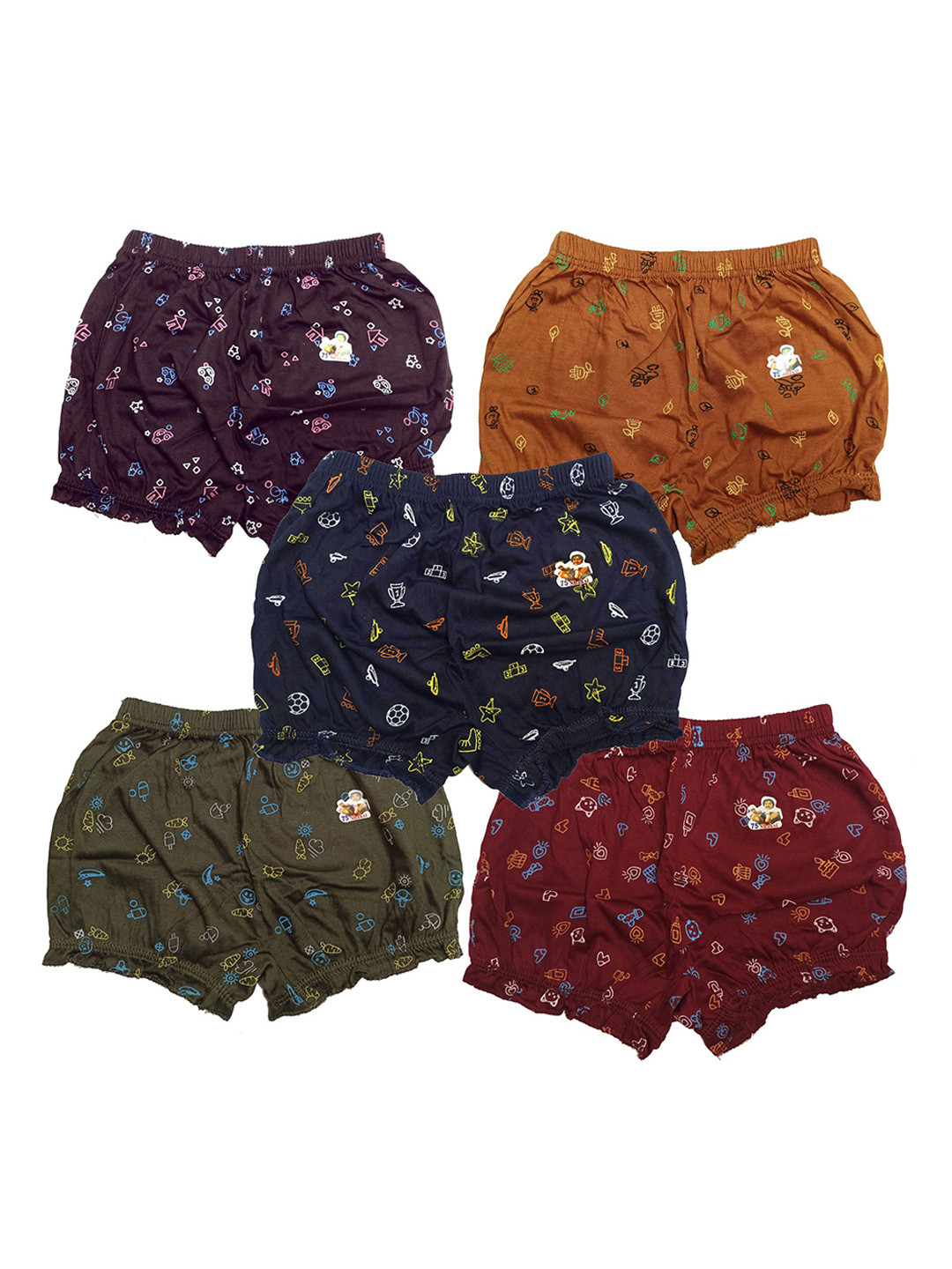 BAESD Infants Pack Of 5 Printed Cotton Basic Briefs BLMR_45CM_PRINT