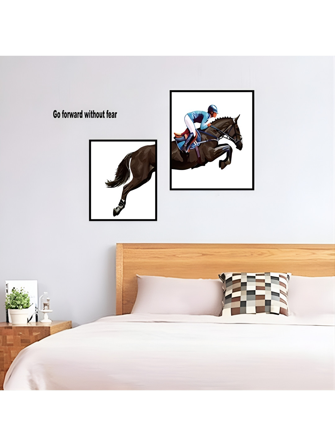 Jaamso Royals 2 Pcs Blue & Brown Printed Waterproof Wall Stickers