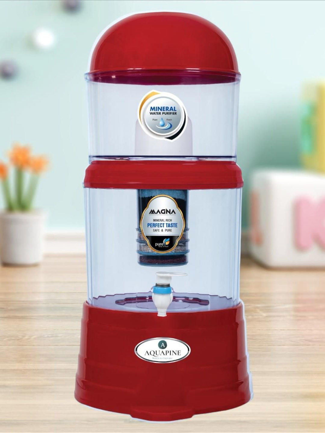 AQUAPINE Red & Transparent Water Purifiers - 16 L