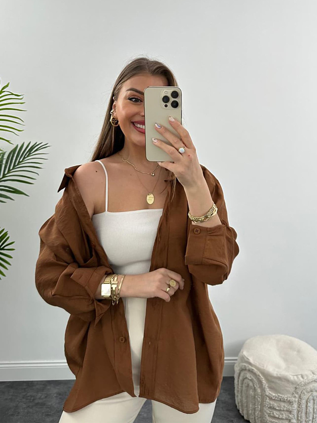 LULU & SKY Shirt Style Cuffed Sleeves Shirt Style Regular Top
