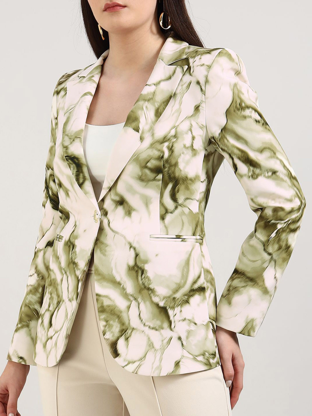 Rinascimento Abstract Printed Slim-Fit Single Breasted Blazer