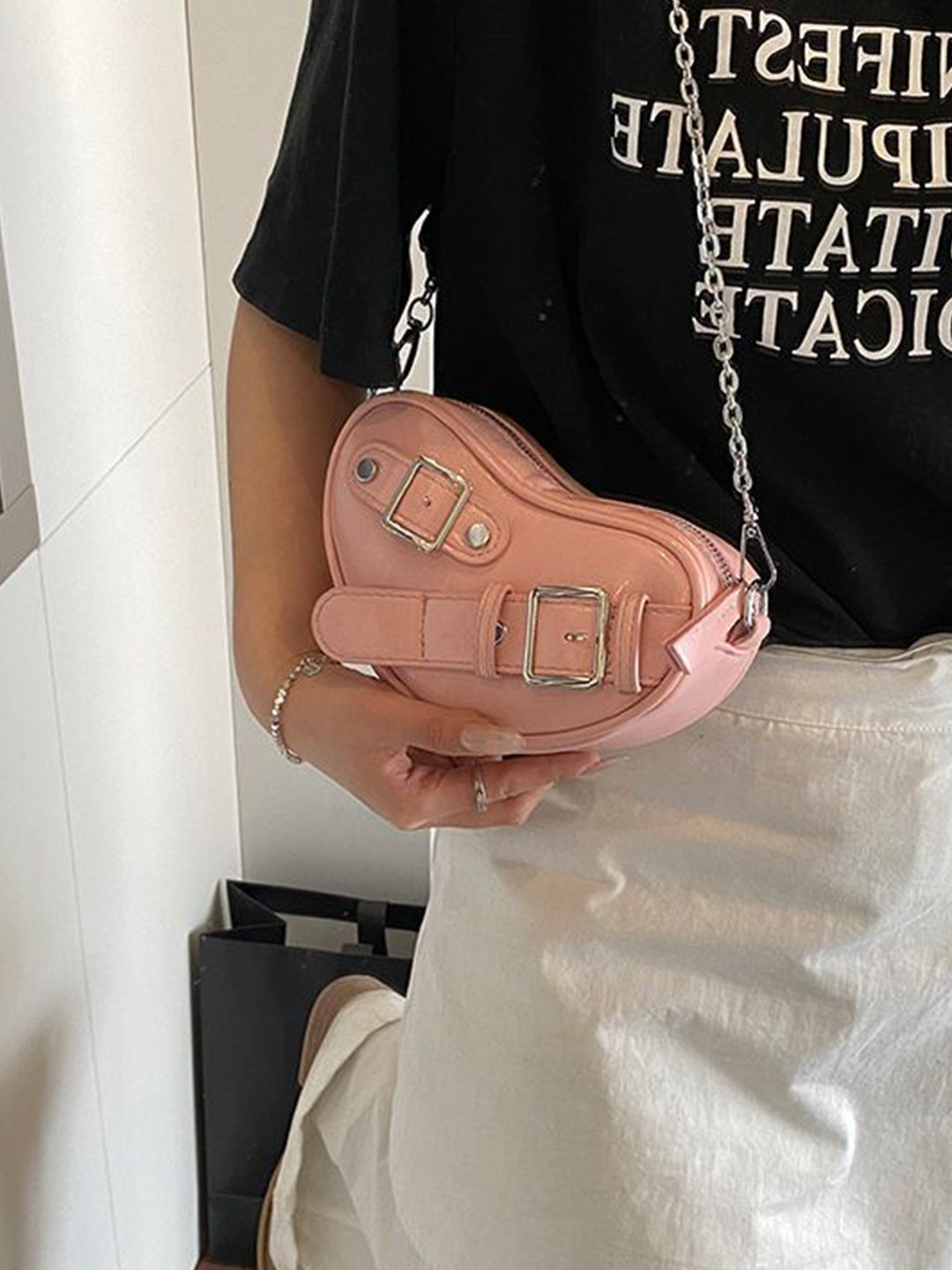 StyleCast x Revolte Women Solid Miniature Buckle Detail Sling Bag