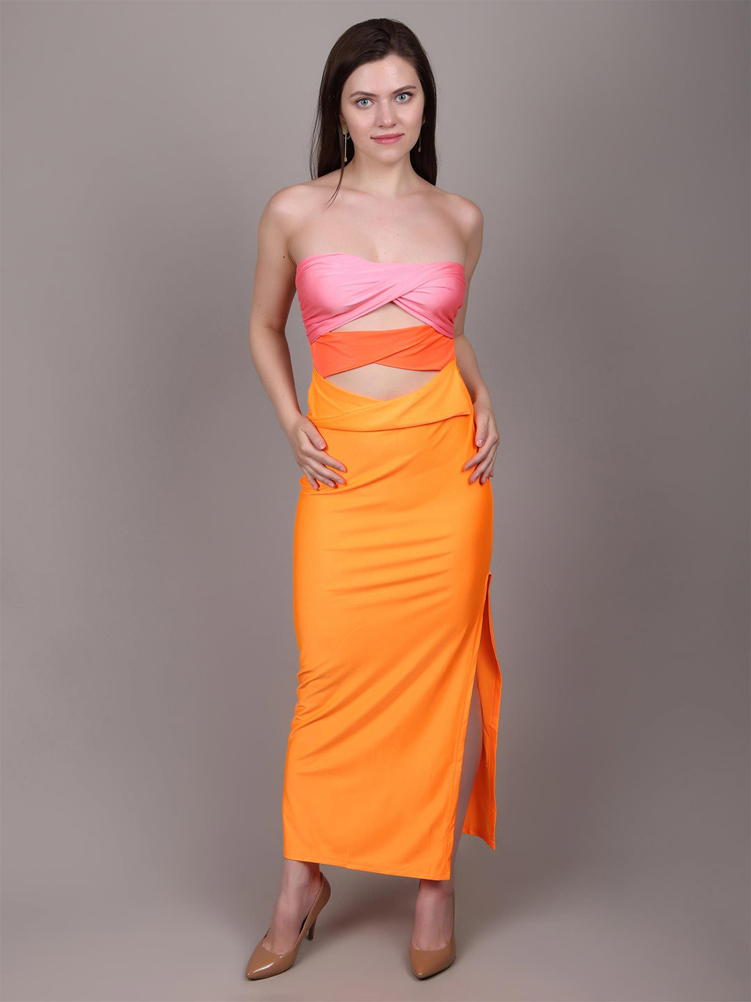 iki chic Strapless Cutout Detail Maxi Dress