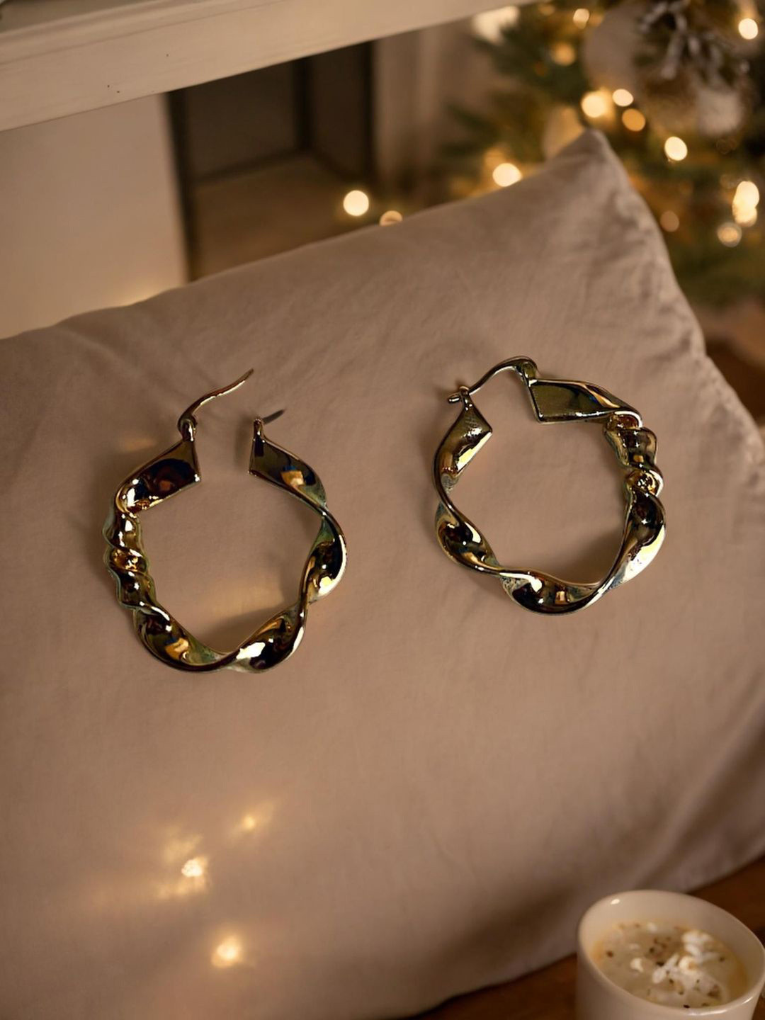 Bucciato Private Limited Gold-Plated Circular Hoop Earrings