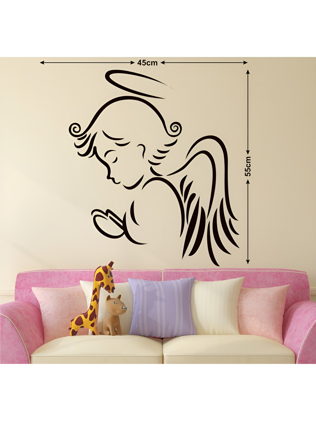 LANSTICK Black Angel Christ Printed Self-Adhesive WallStickers