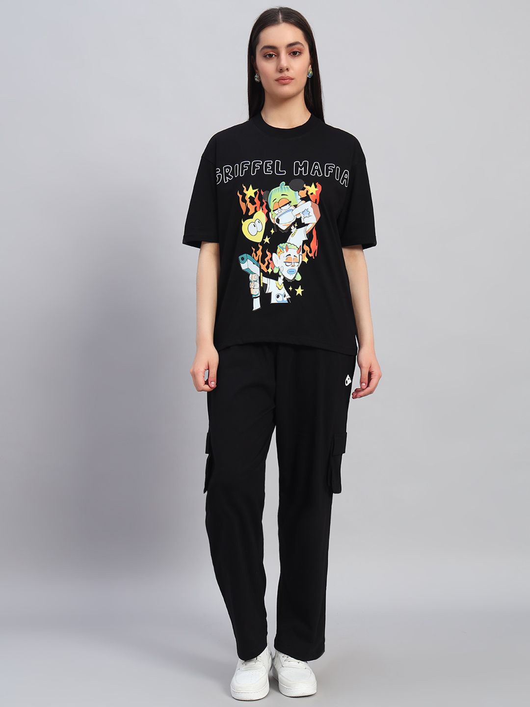 GRIFFEL Printed Oversized Pure Cotton Co-Ords