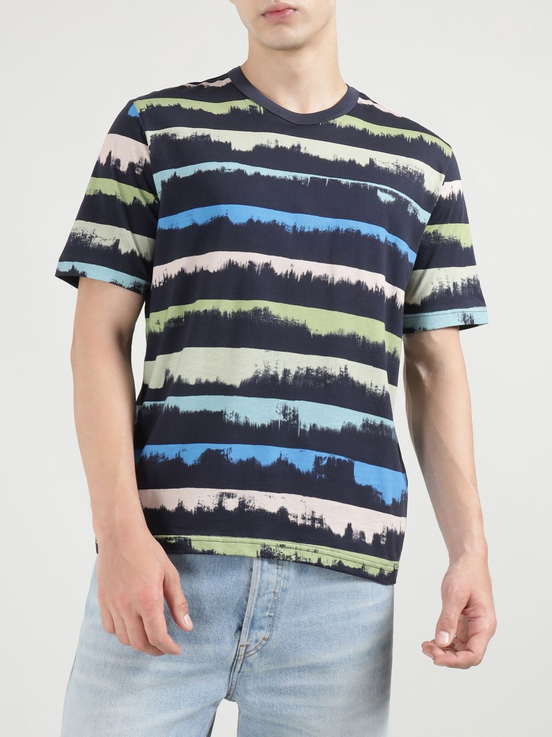 PS By Paul Smith Abstract Printed Round Neck Slim Fit Cotton T-shirt