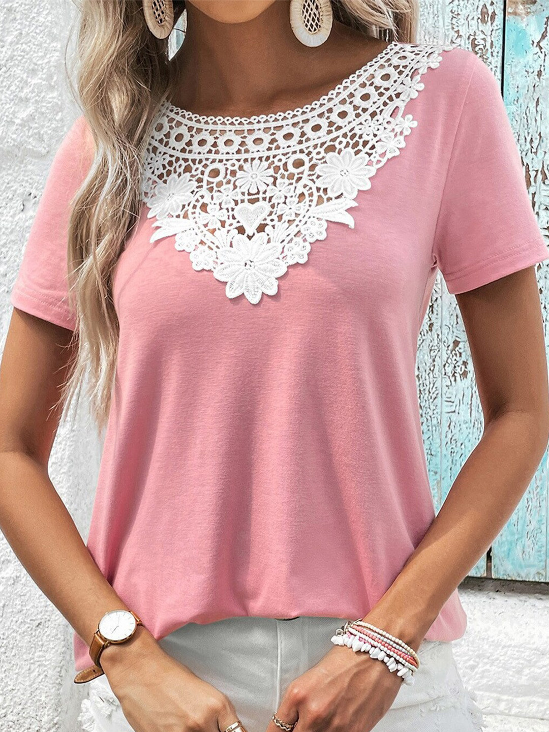 StyleCast x Revolte Self design Lace Inserts Top