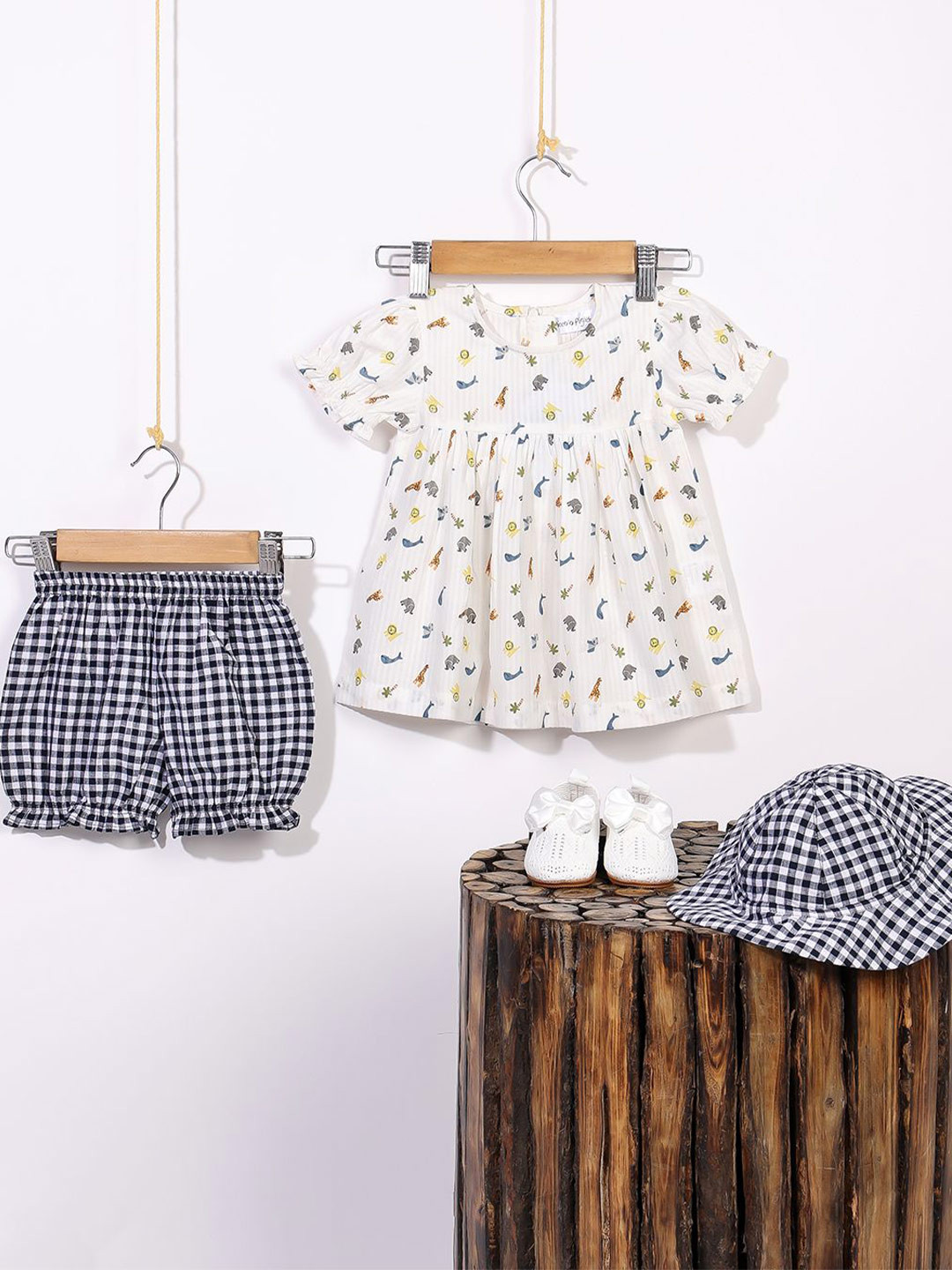 Piccolo Piglet Girls Printed Short Sleeves Pure Cotton Tunic With Shorts