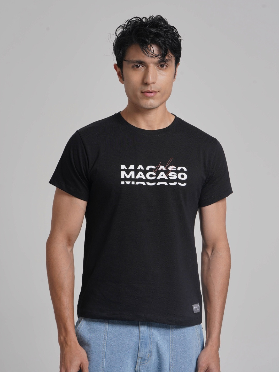Macaso Italy Men Typography Printed Round Neck Cotton T-shirt