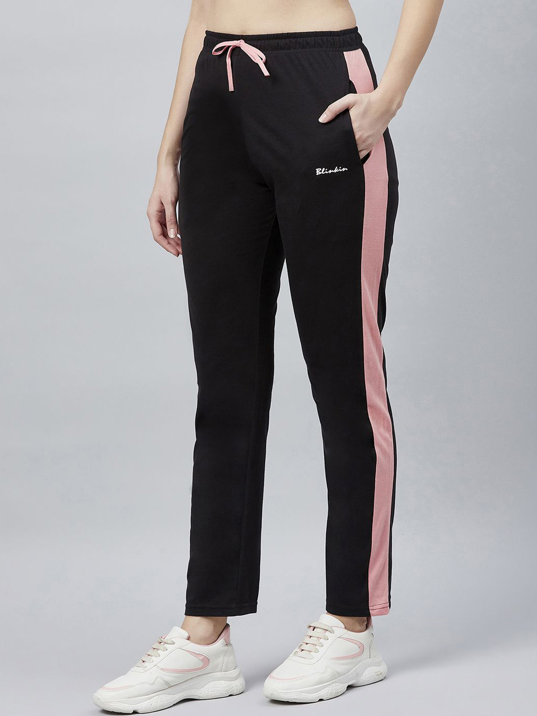 Blinkin Women Mid-Rise Colour-Blocked TrackPants