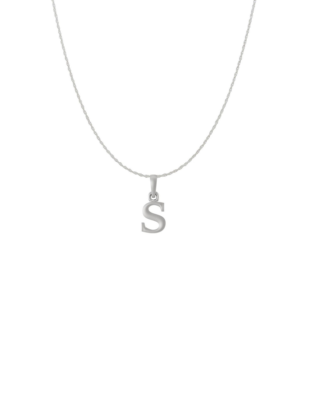 Metronaut 92.5 Sterling Silver S Alphabet Pendant with Rope Chain
