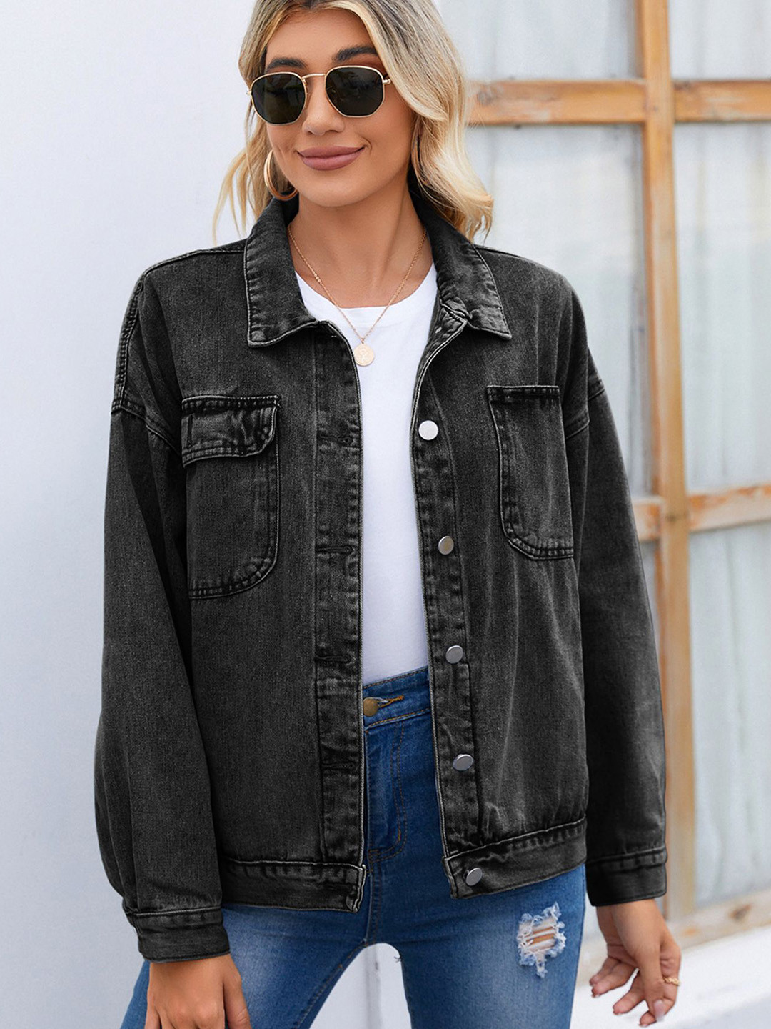 StyleCast Women Denim Jacket with Patchwork
