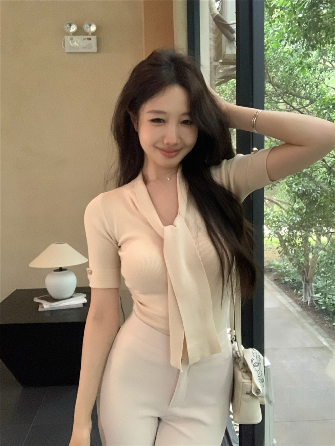 StyleCast Scarf Neck Solid Top