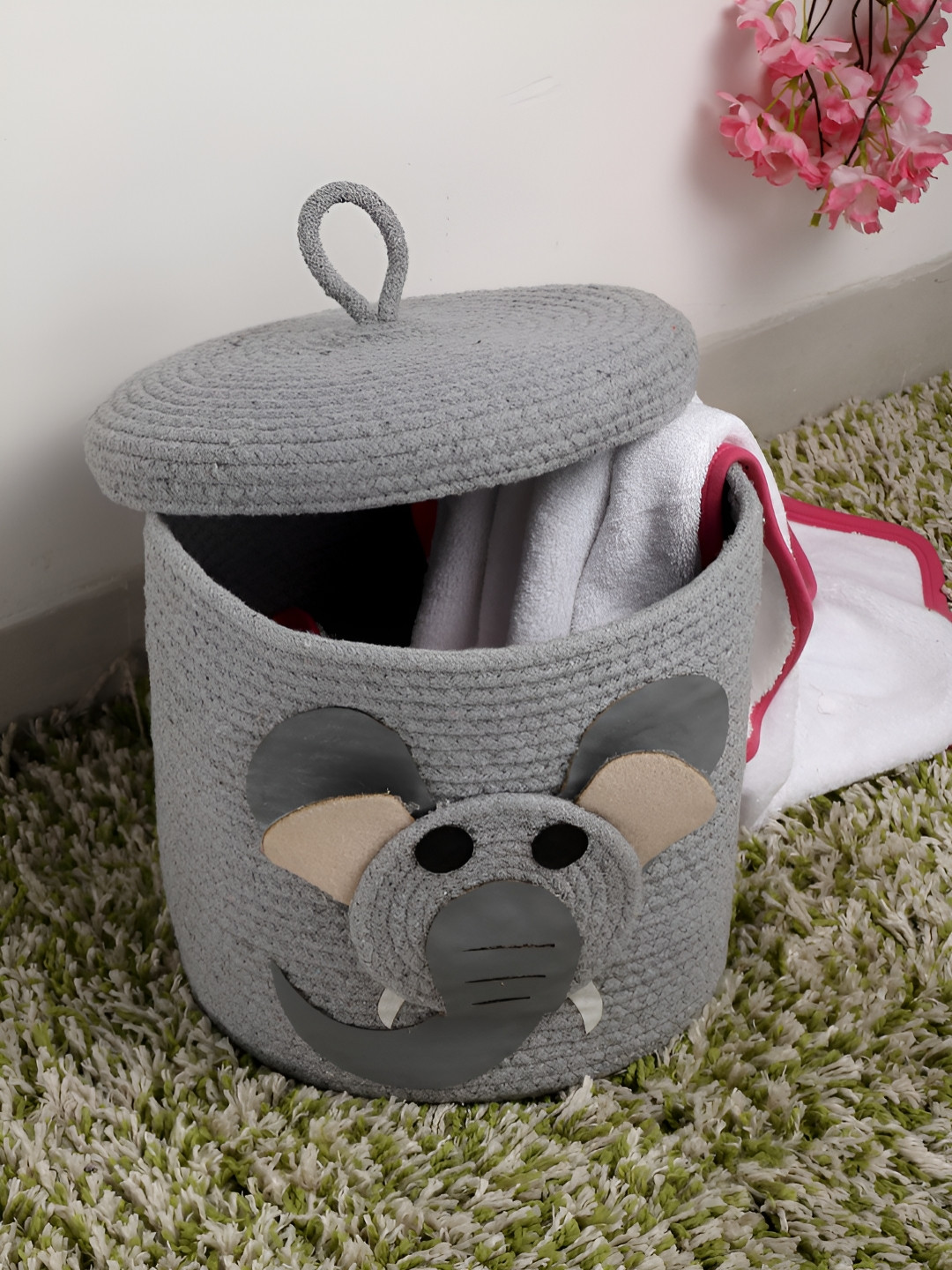 Myntra Elegant Homes Grey Cartoon Design Reusable Multi-Utility Organisers With Lid