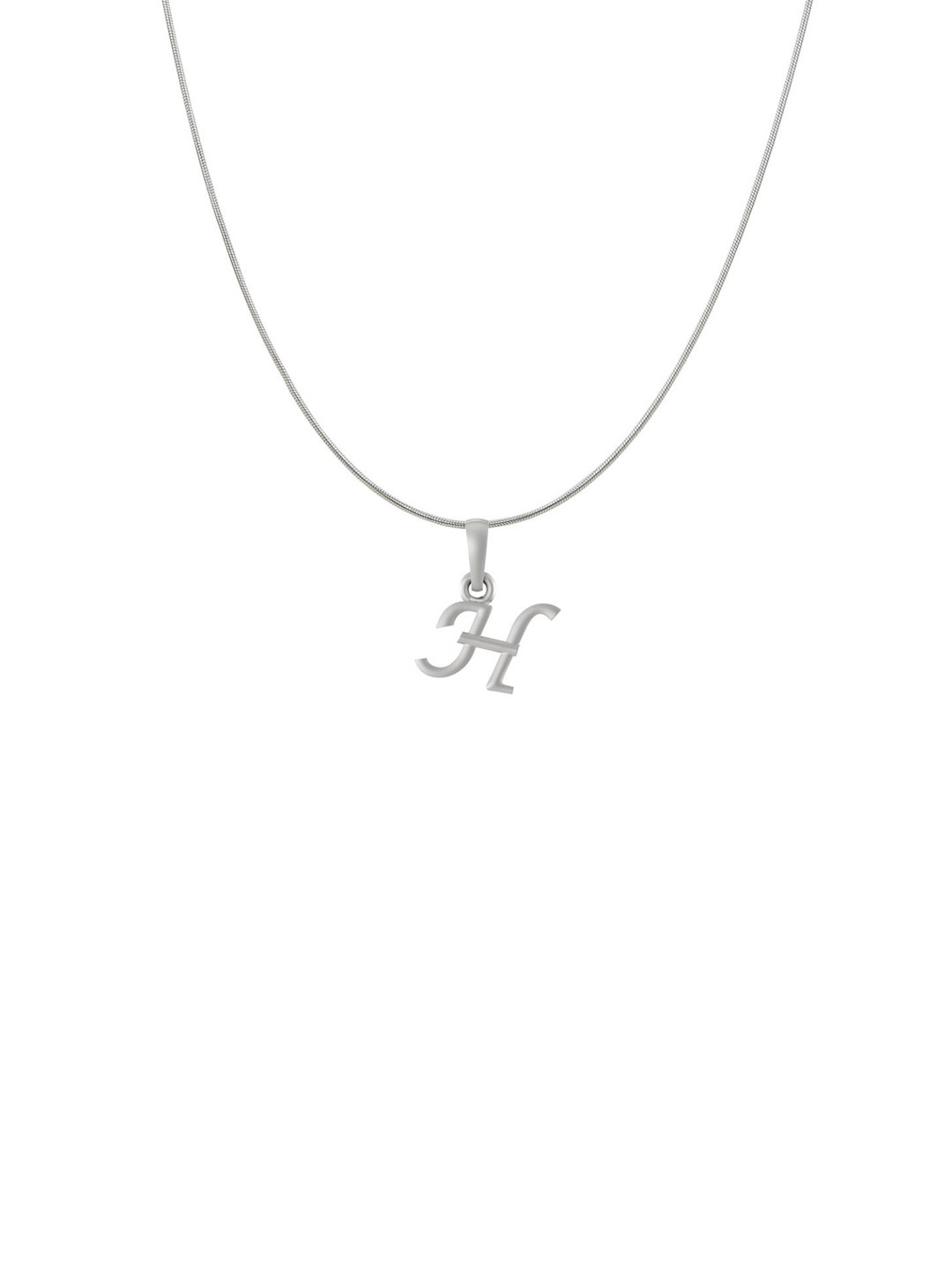 Metronaut 92.5 Sterling Silver H Alphabet Pendant with Snake Chain