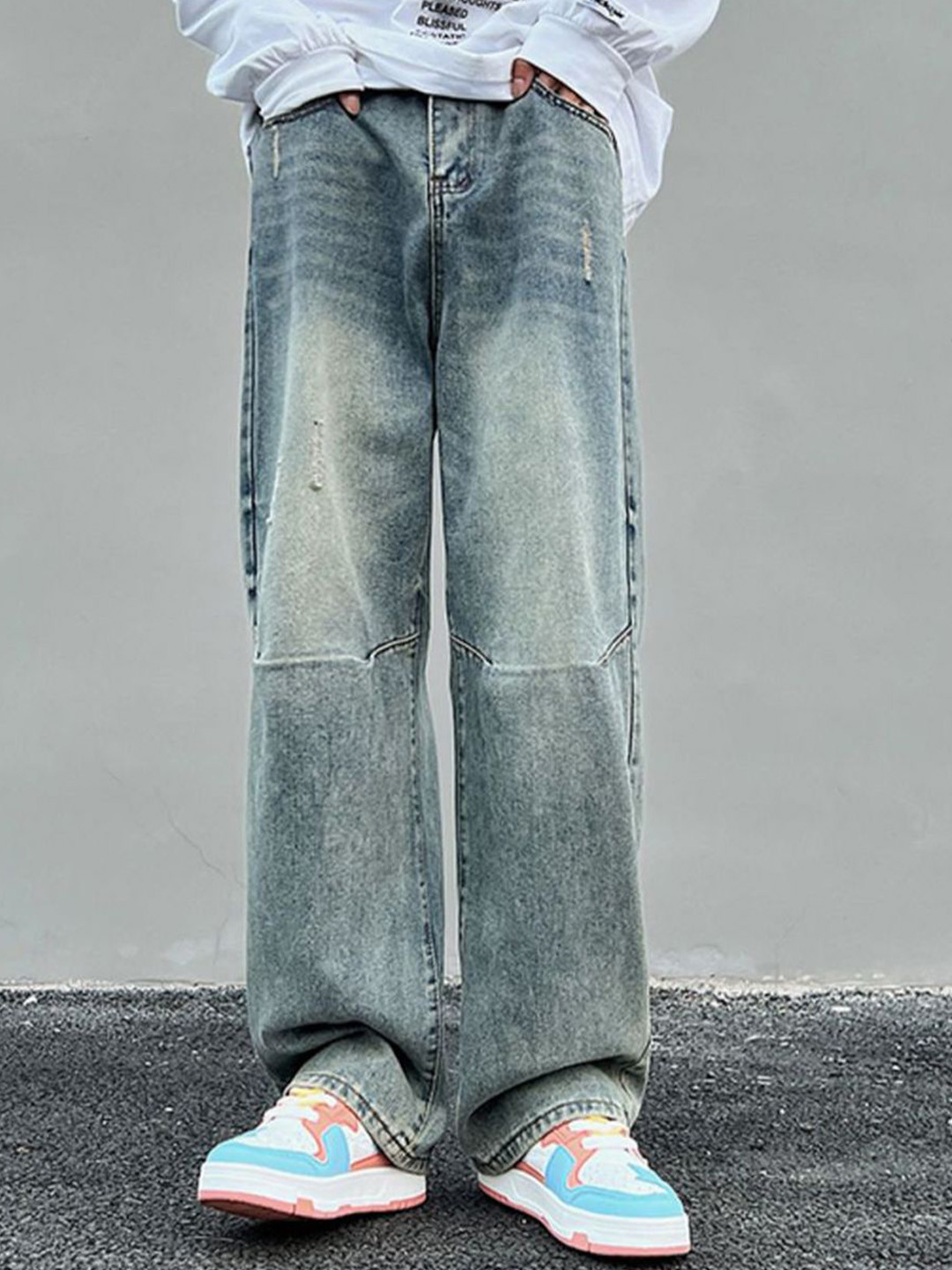 StyleCast x Revolte Men Cotton Heavy Fade Relaxed Fit Trousers Jeans