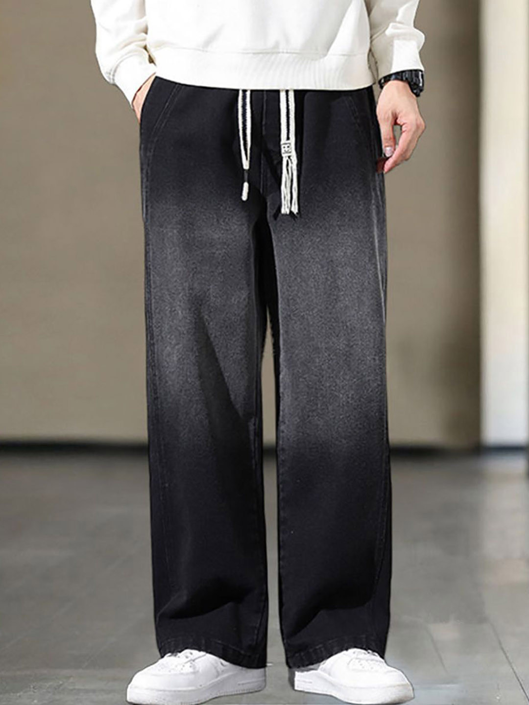 StyleCast x Revolte Men Wide Leg Medium Shade Jeans