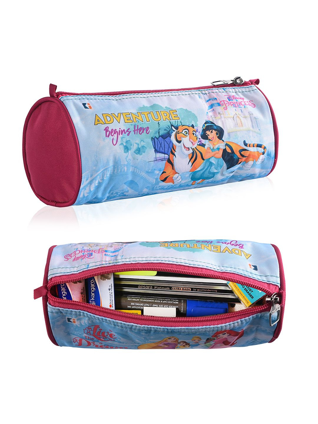 Kuber Industries 2 Pcs Pink & Blue Nylon Large Pen Pencil Pouch Cases Stationery