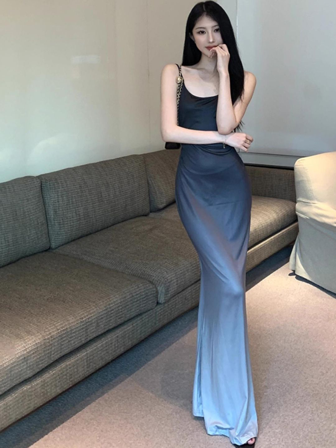 StyleCast Navy Blue Bodycon Maxi Dress