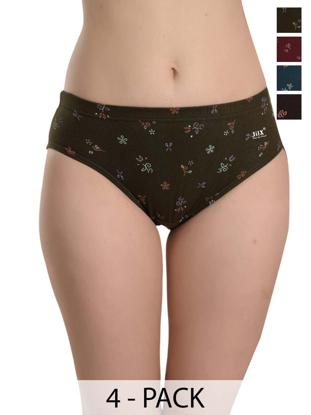 JIL X Pack Of 4 Printed Cotton Hipster Briefs MY-JILX-PRO-PRINT-IE-4PC