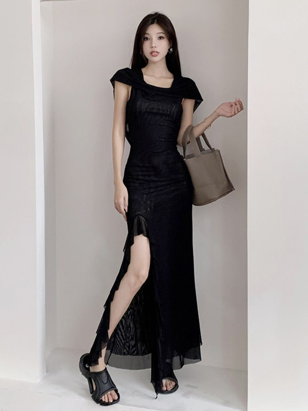 KPOP Cap Sleeve Maxi Dress