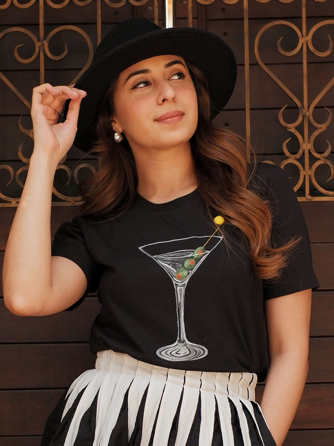 WEAVING CULT Printed 3D Pompom Detail Cotton Oversized T-Shirt