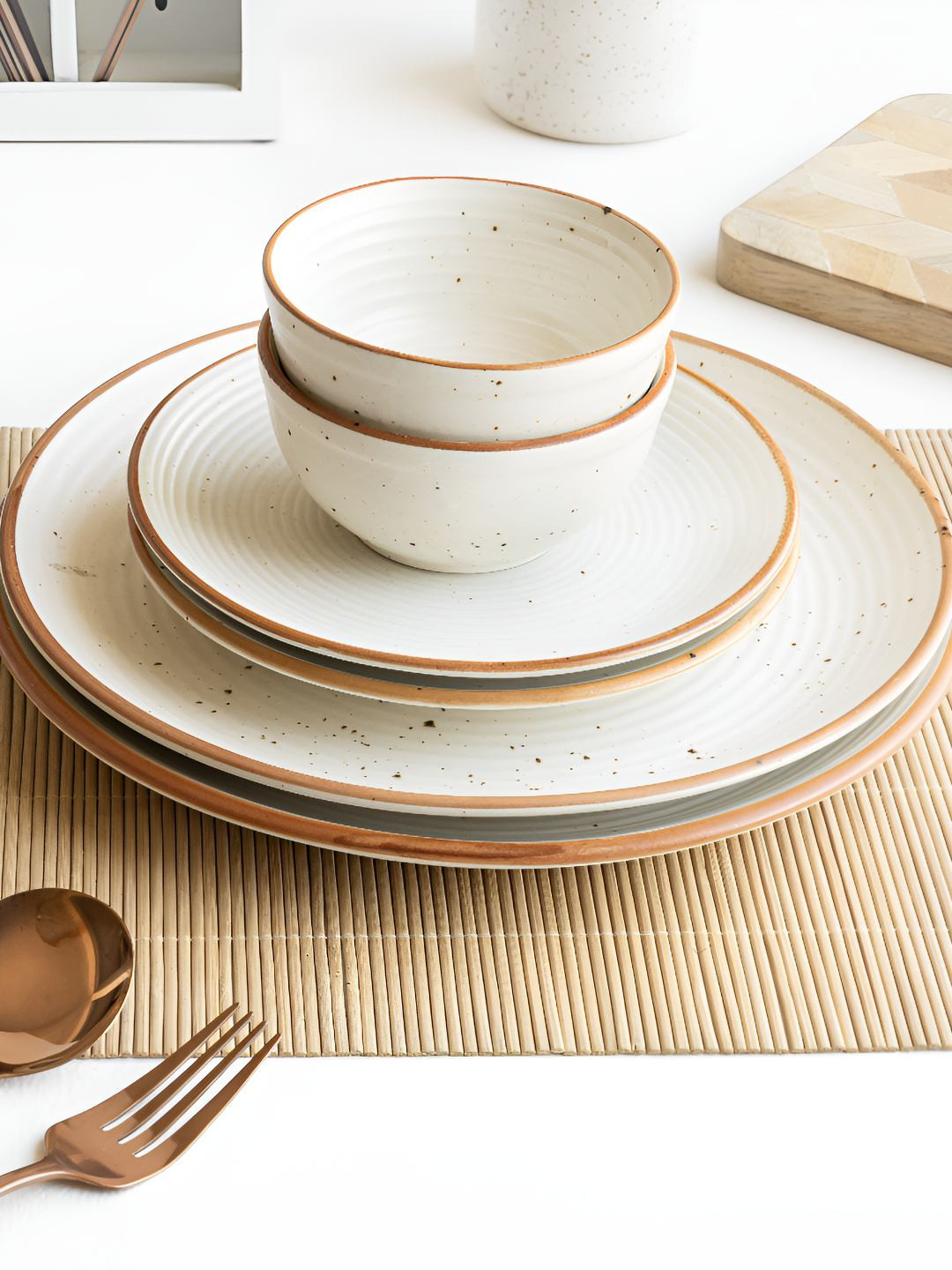 Claymistry Bone Ash-Free Off White Solid Ceramic Dishwasher and Microwave Safe 6 Piece Dinner Set