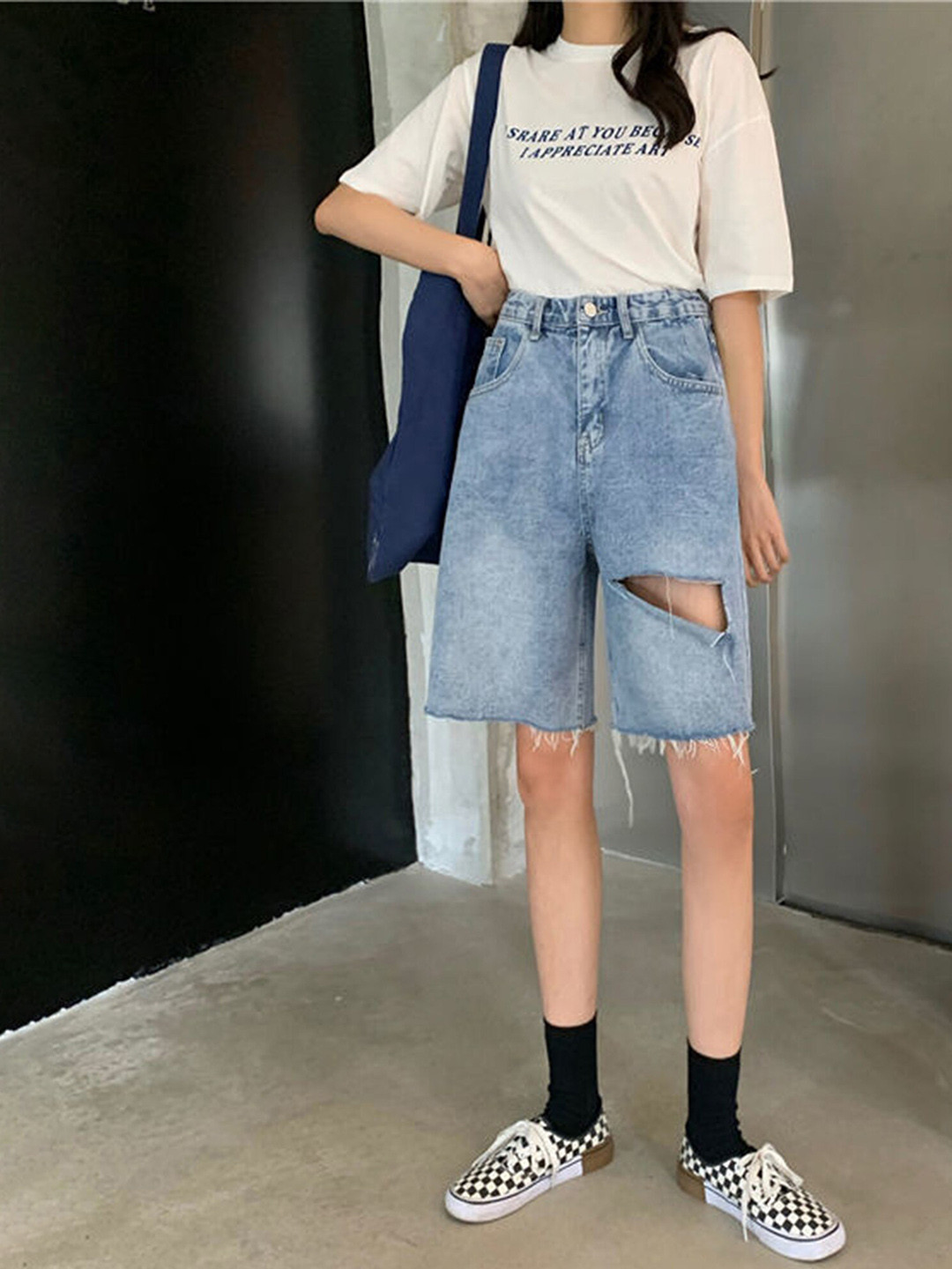 LULU & SKY Women Washed Denim Shorts