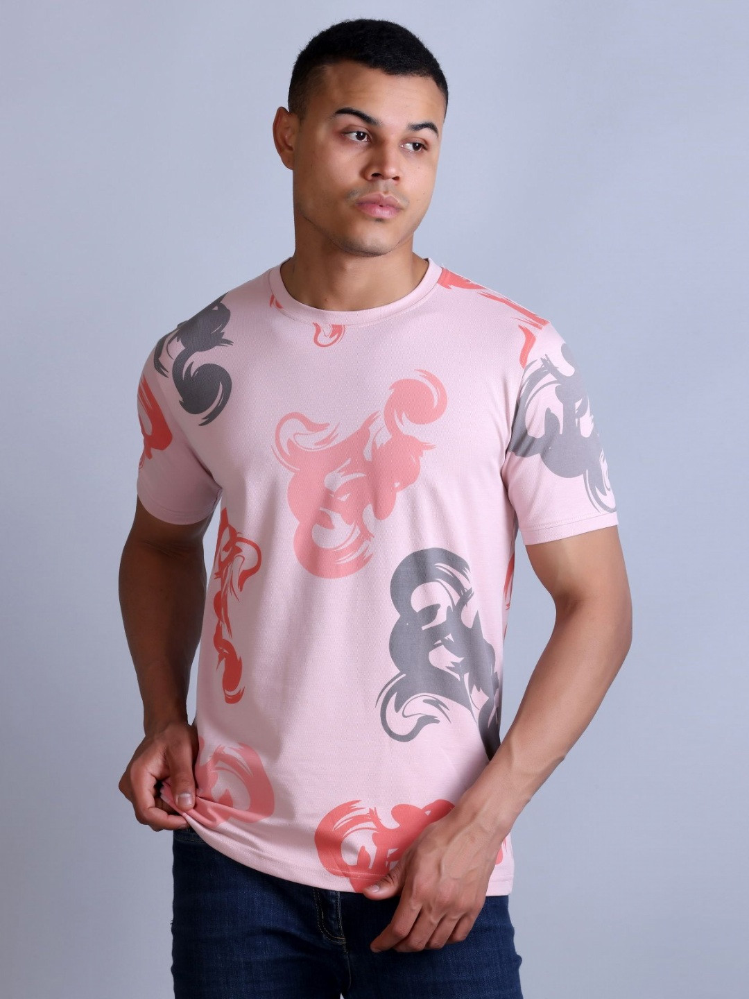 Parcel Yard Abstract Printed Round Neck Cotton T-shirt