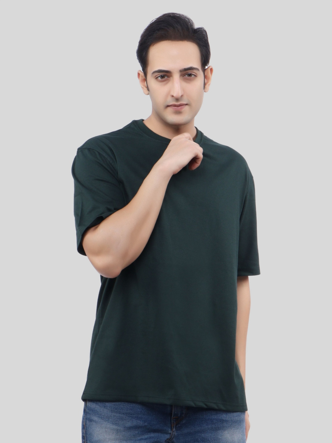 Green Cotton Round Neck Regular Fit T-shirt