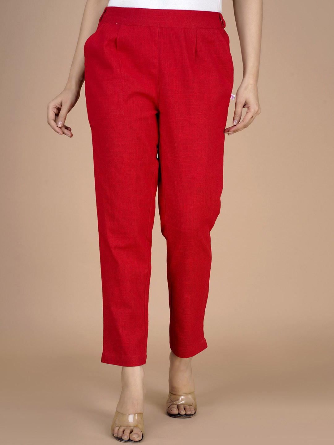 L R TEXTILES Women Cotton Mid-Rise Regular Trousers