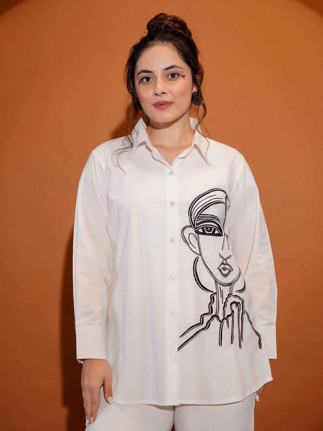 ZUMMER Women Smart Fit Graphic Printed Spread Collar Cotton Casual Shirt