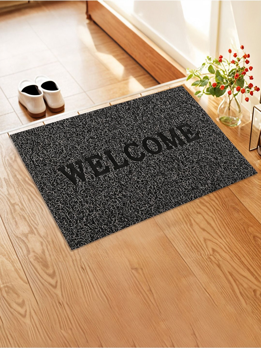 Myntra Elegant Homes Grey Anti-Slip Welcome Print Doormats