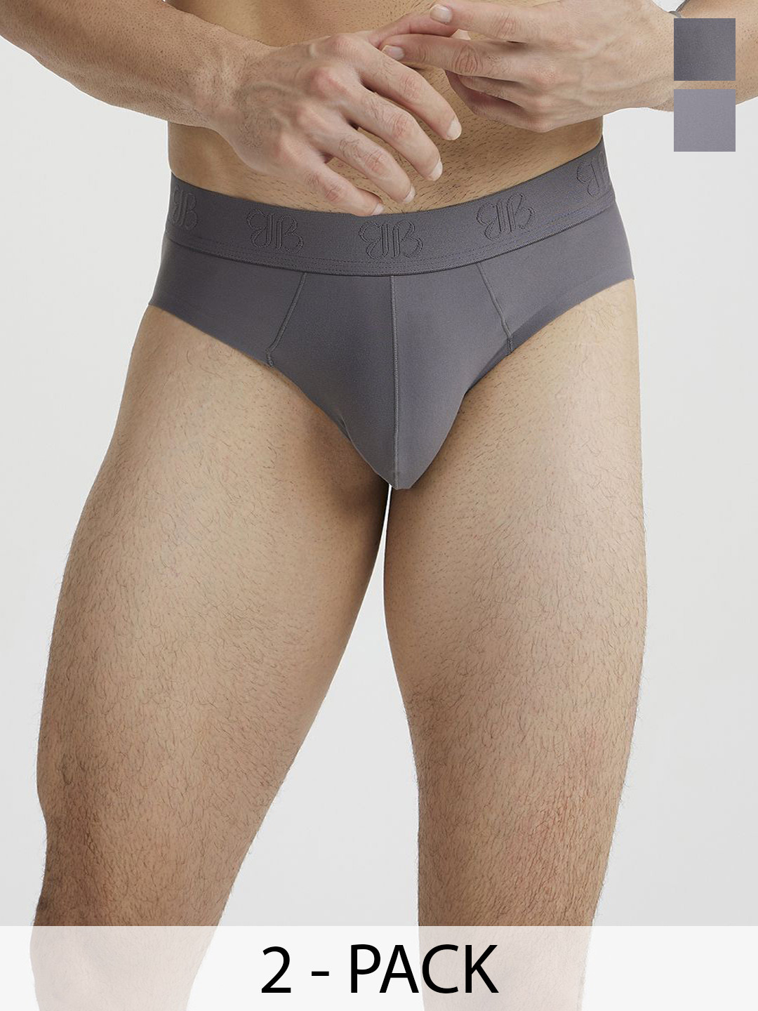 B'there Pack of 2 Seamless Microfiber Brief U006_SGR_DLC
