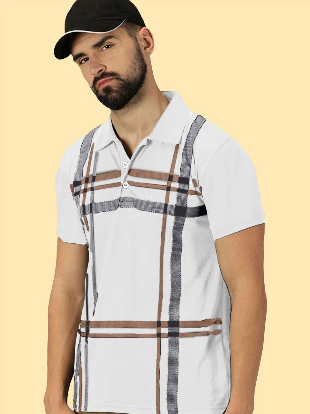 GET GOLF Striped Polo Collar Cotton T-shirt