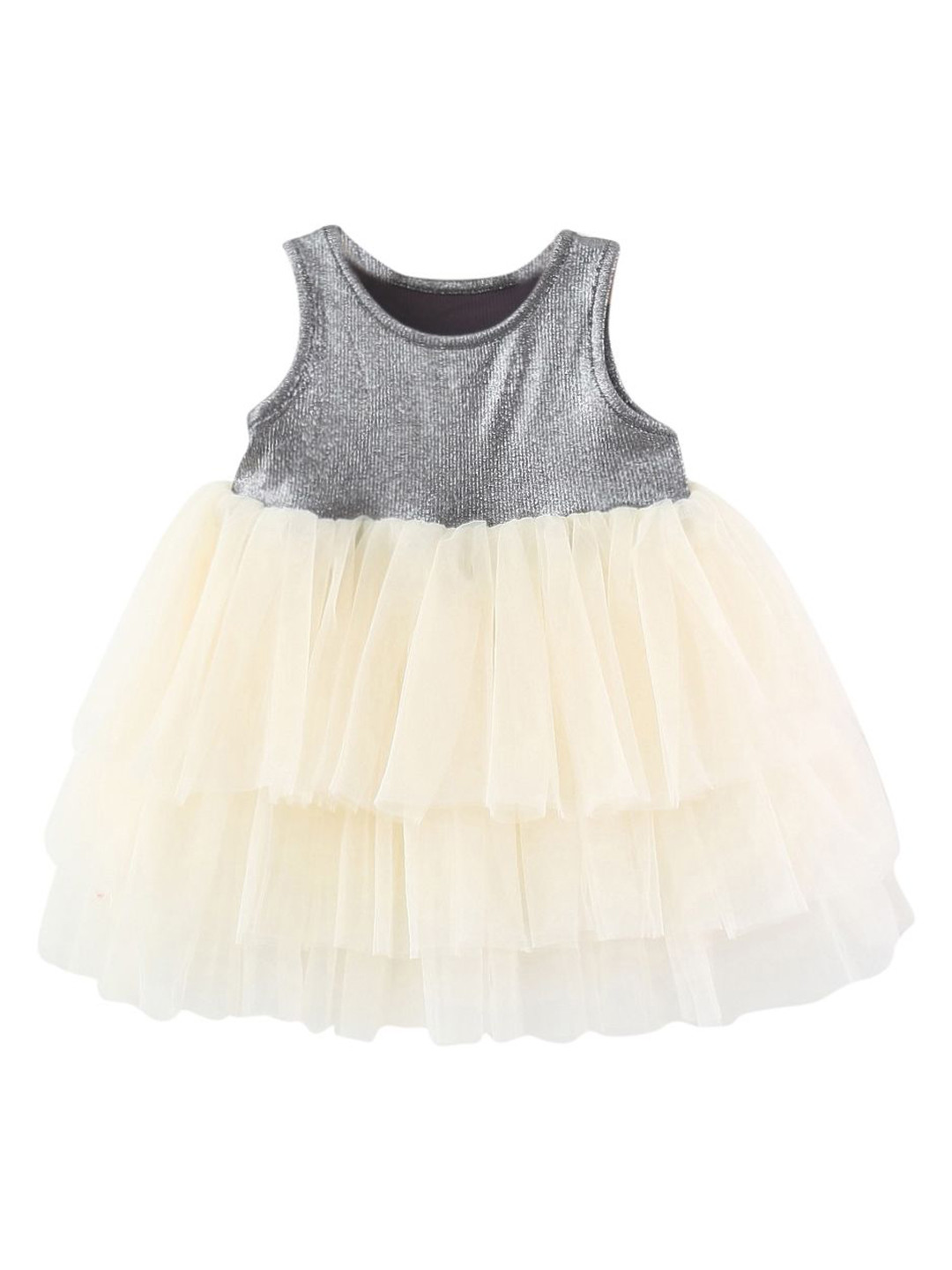 StyleCast x Revolte Girls Colourblocked Tulle Chiffon Fit & Flare Dress