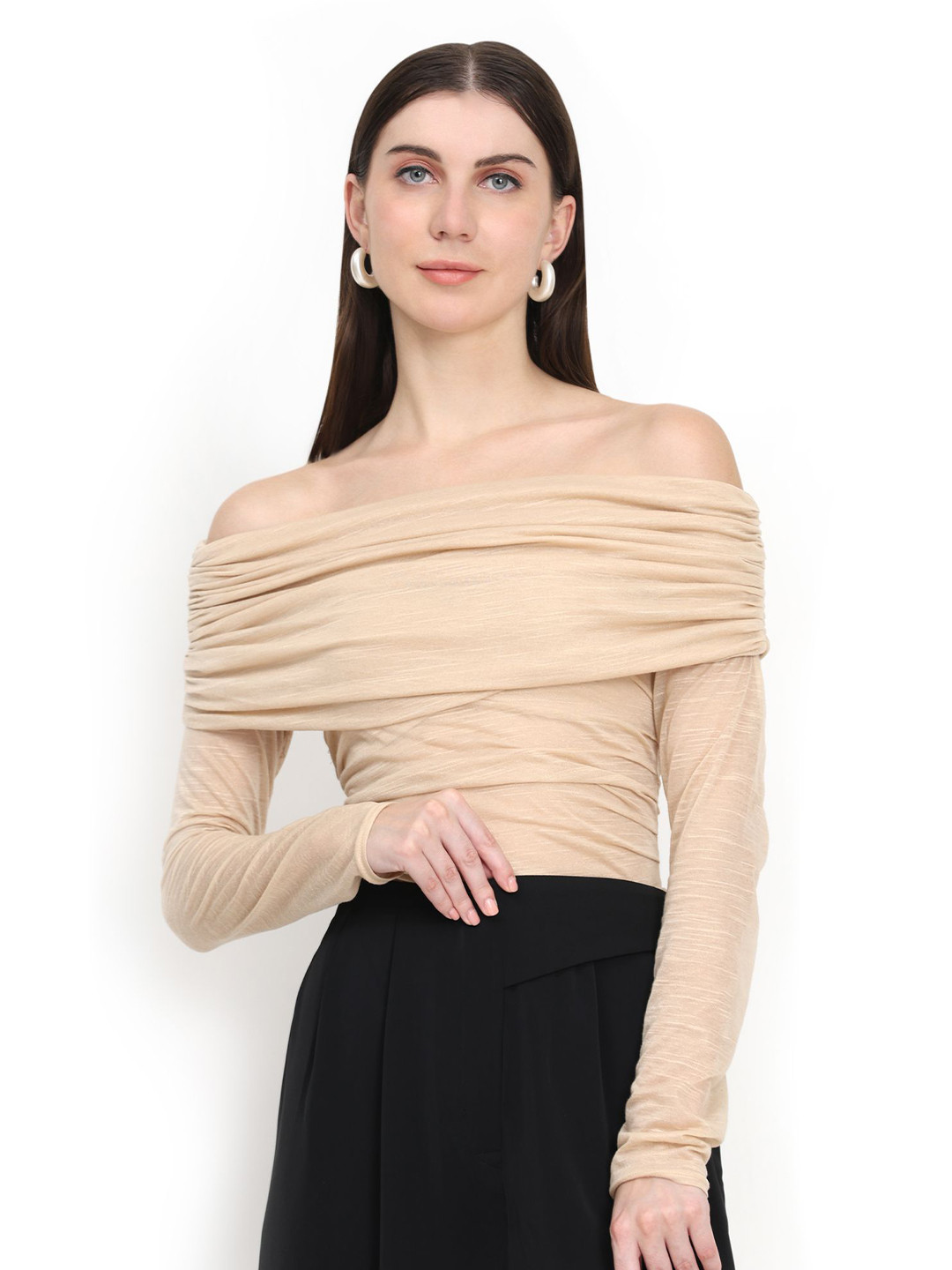 KELIN Women Off-Shoulder Ruched Fitted Top