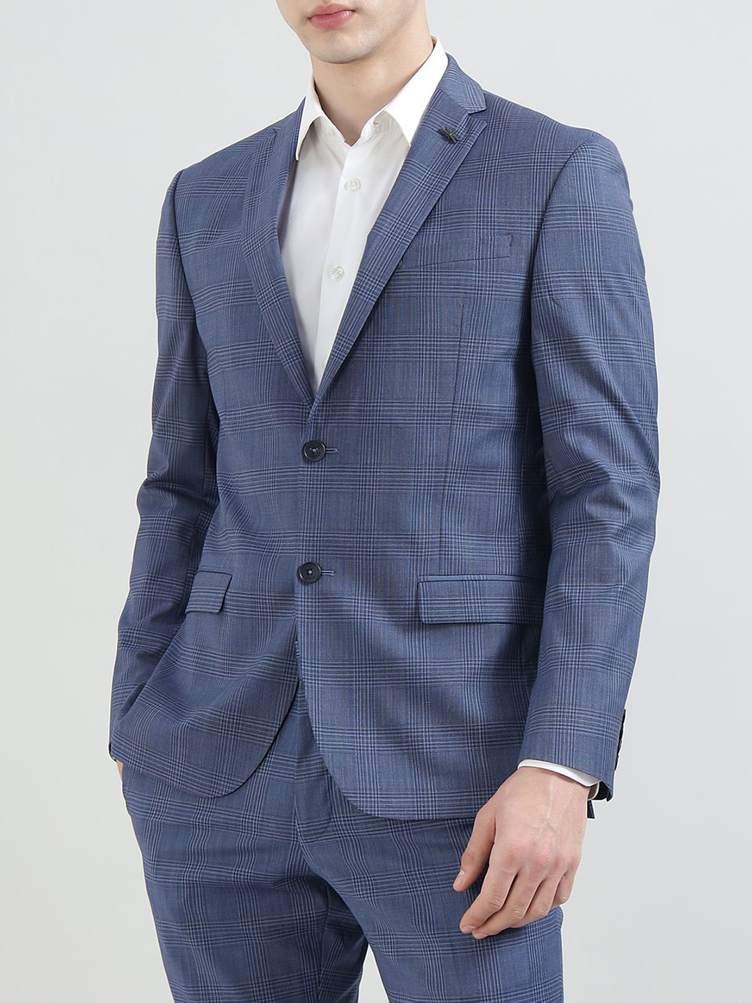Ted Baker Checked Single-Breasted Long Sleeves Blazer