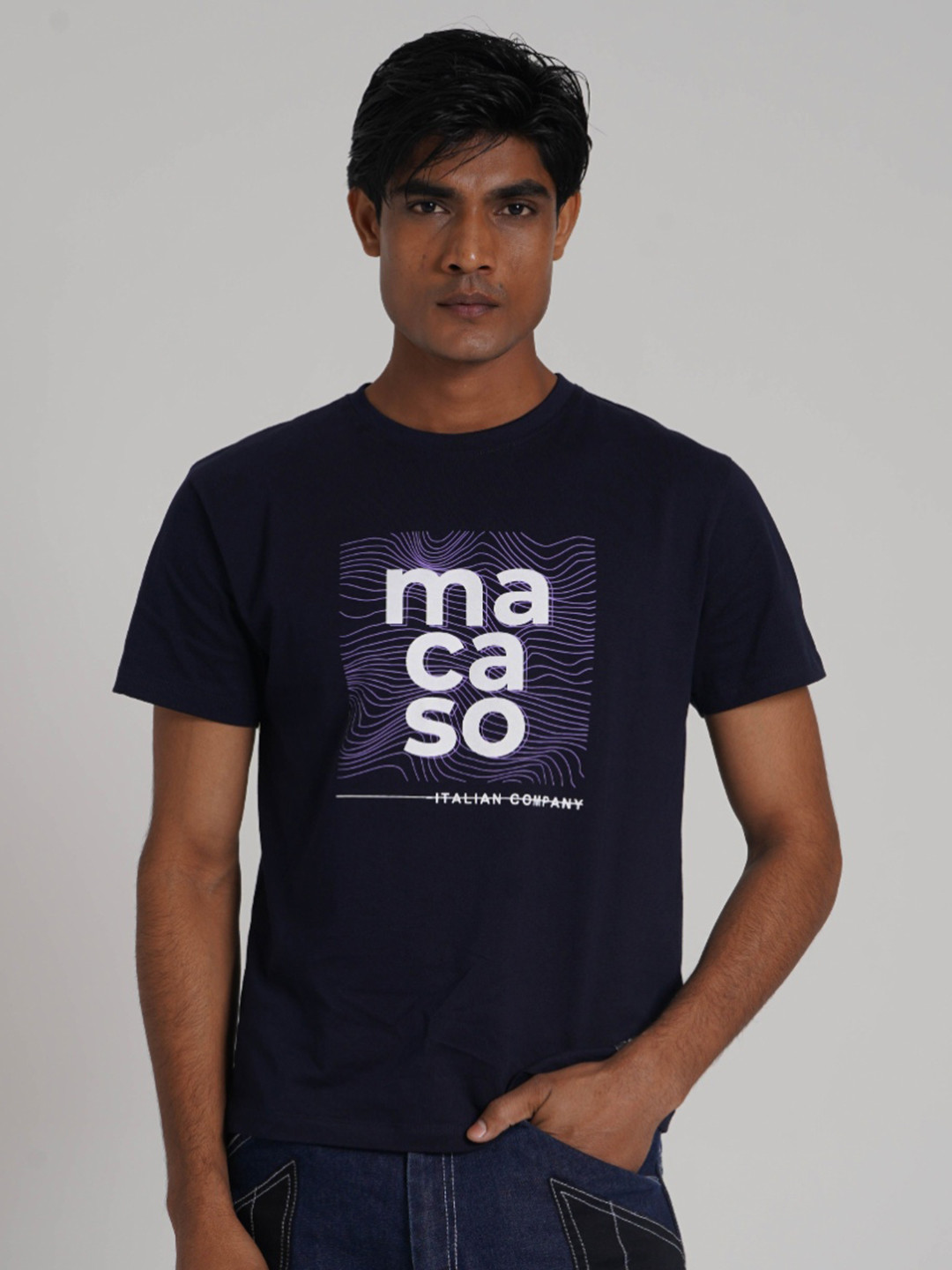Macaso Italy Typography Printed Round Neck T-shirt