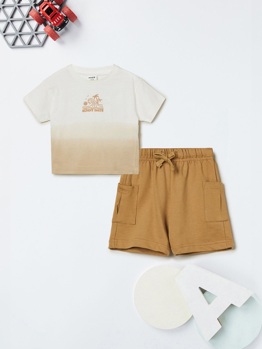 max Boys Ombre Short Sleeves Pure Cotton T-shirt With Shorts