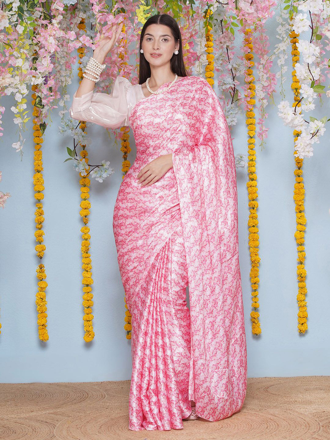 LABEL KASHI Woven Design Satin Saree