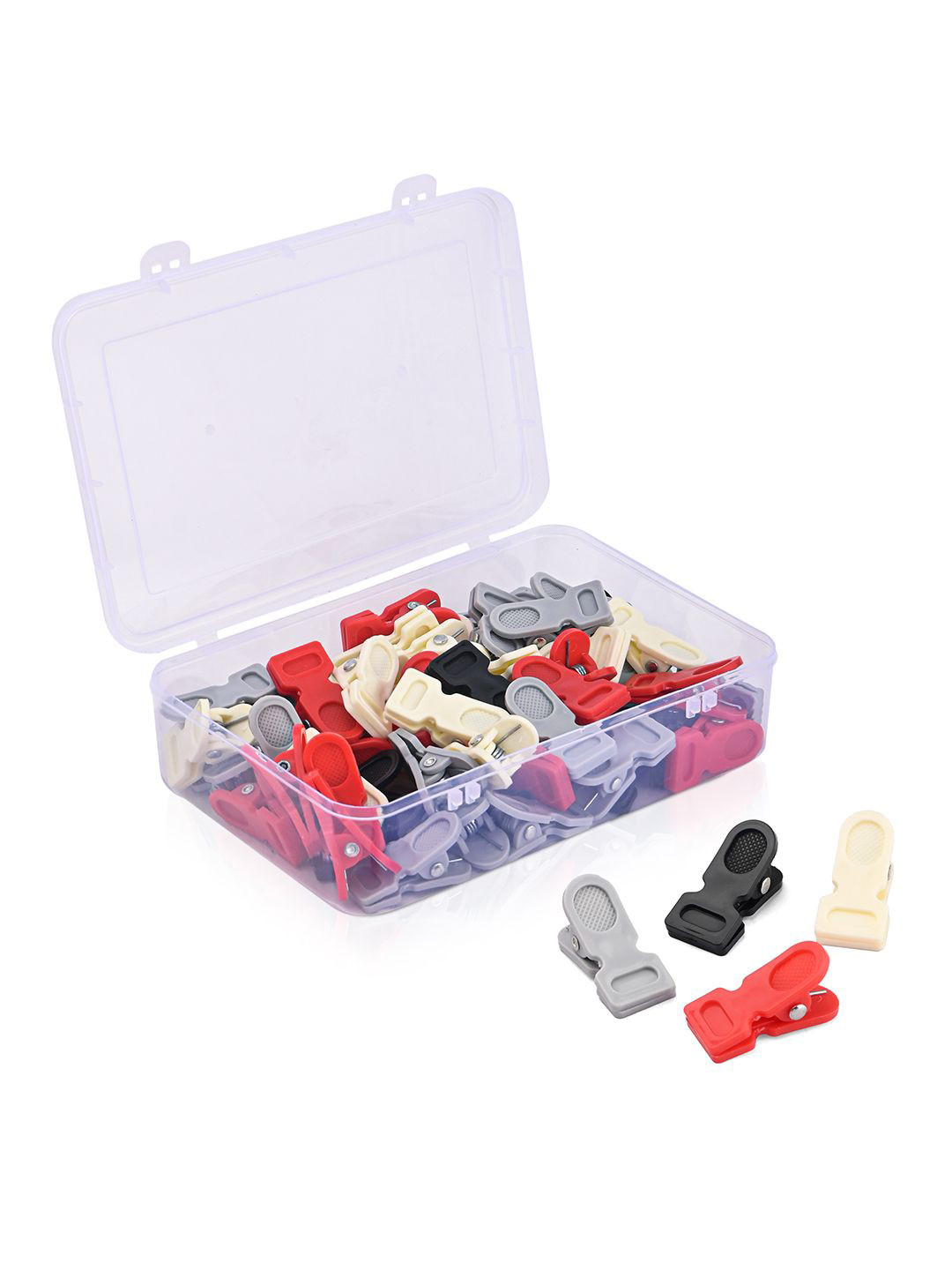 Kuber Industries 64 Pcs Red & Black  Cloth Clips