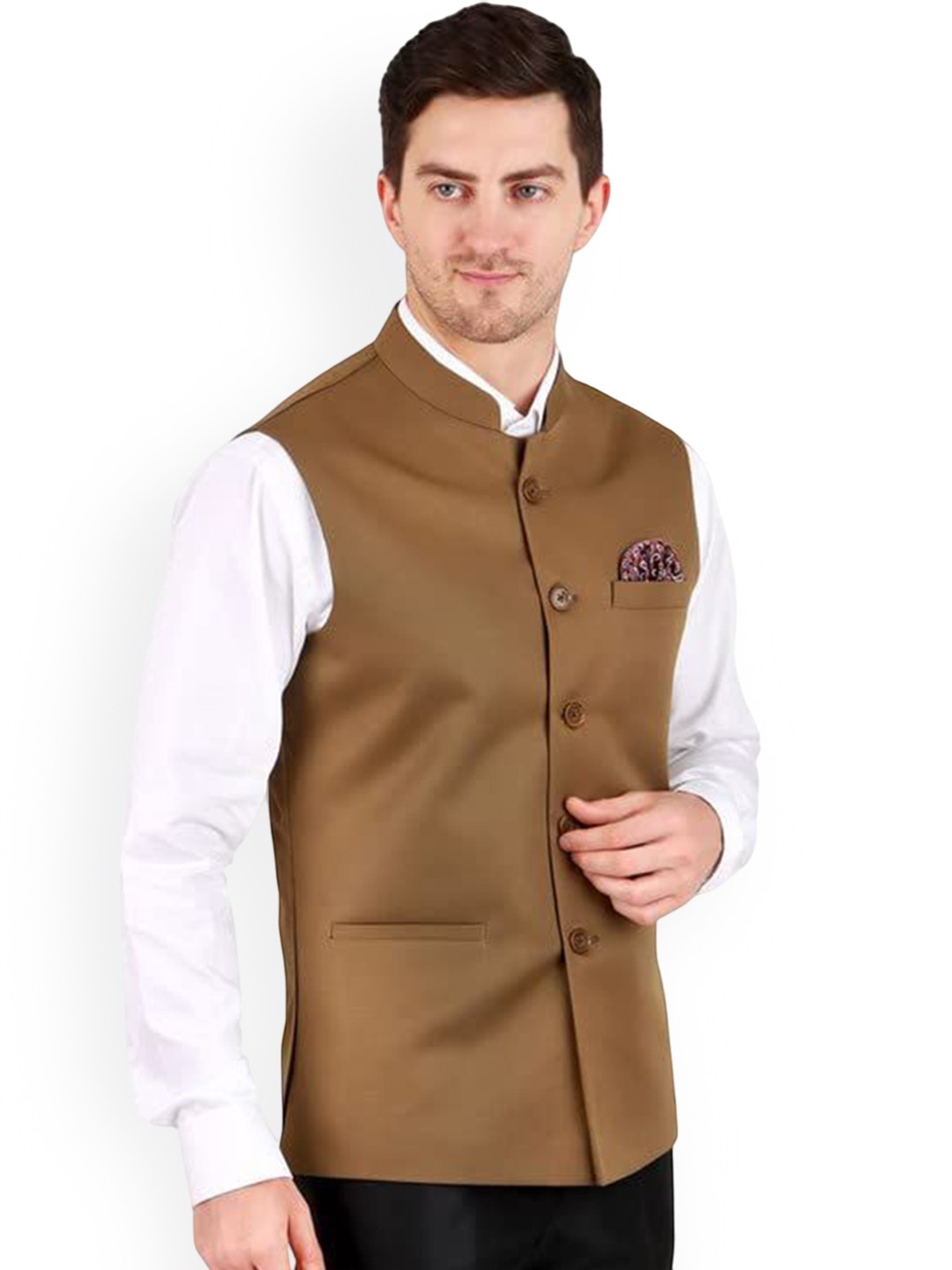 GRACYSHADE Mandarin Collar Cotton Nehru Jacket