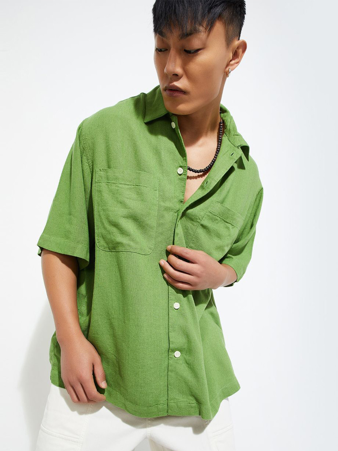 max Spread Collar Chest Pocket Detail Shirt