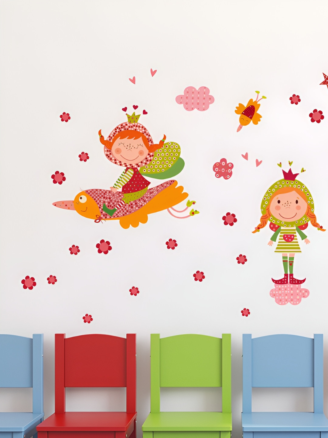 LANSTICK Red & Green Printed Self-Adhesive WallStickers