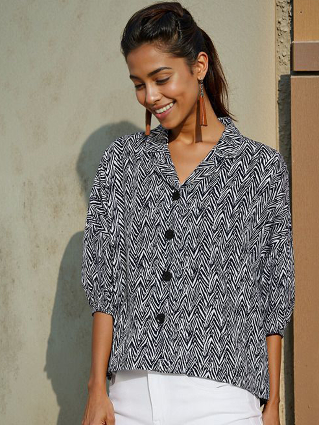 SZN Chevron Boxy Casual Shirt